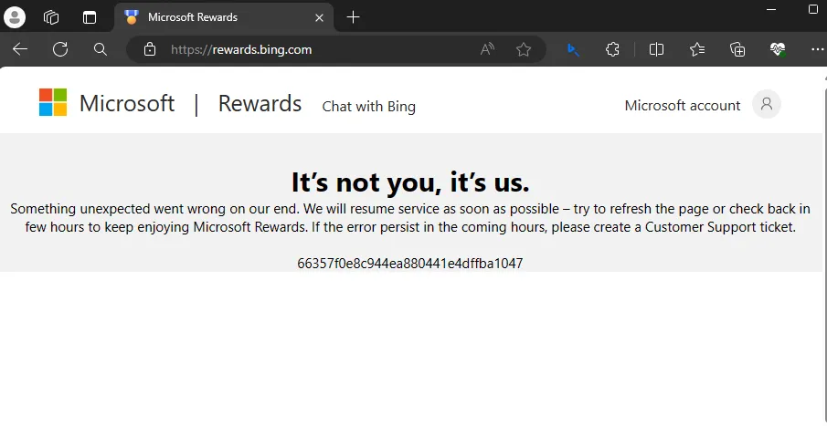 Microsoft Reward is Down